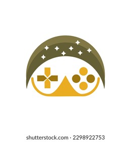 Moon Gaming Logo Design Vector