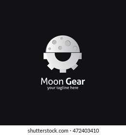 Moon Gear Logo Design Template. Vector Illustration. Flat style Design. Great for company Logo.
