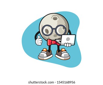 Moon geek cartoon. Mascot Character vector.