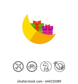 Moon and Gifts Vector Icon