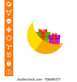Moon and Gifts Vector Icon