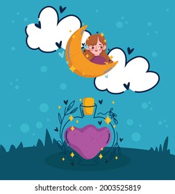 moon girl potion bottle cartoon
