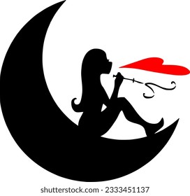 moon girl smoke stencil adult vector vinyl