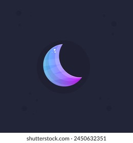 Moon Glossy Blue Purple Game Icon Badge Isolated Vector Design