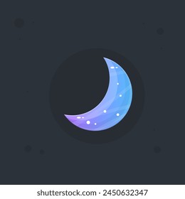 Moon Glossy Blue Sky Game Icon Badge Isolated Vector Design