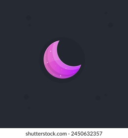 Moon Glossy Game Icon Badge Isolated Vector Design