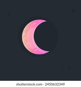 Moon Glossy Pink Game Icon Badge Isolated Vector Design