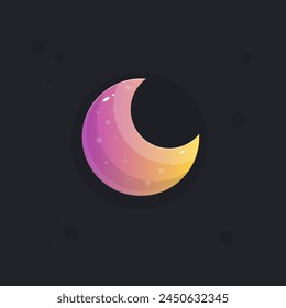 Moon Glossy Pink Orange Game Icon Badge Isolated Vector Design