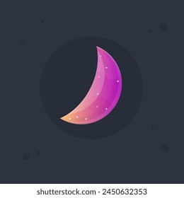 Moon Glossy Yellow Pink Purple  Game Icon Badge Isolated Vector Design