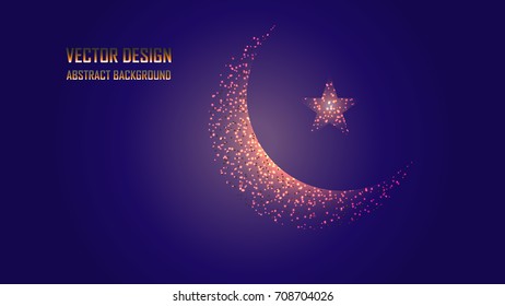 Moon Glowing Star Design Abstract Background.