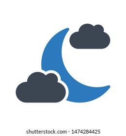 moon glyph colour vector icon