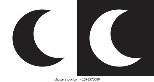 Moon .Glyph Icon in White and Black Version.