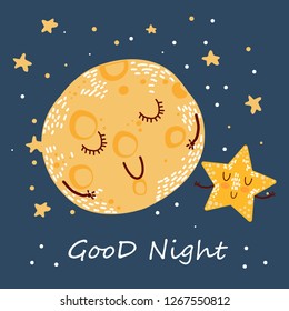 moon and good night inscription