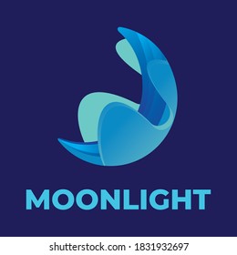 moon gradient icon on isolated blue background