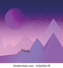 moon gradient landscape in violet tones