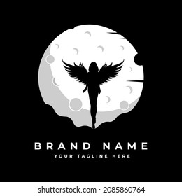 moon guard woman angel abstract logo design