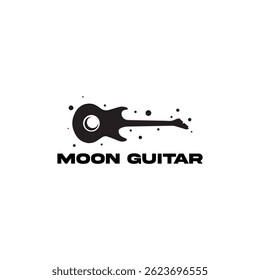 Vetor de design de logotipo de guitarra lunar