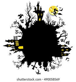 moon halloween castle illustration horror night silhouette