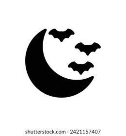 Moon, Halloween Flat Icon Logo Illustration. Household Icon-set. Suitable For Web Design, Logo, App.