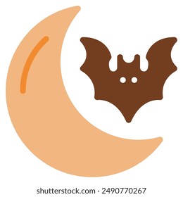 Moon halloween object icon illustration