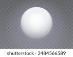 The moon with a halo of bluish light around. Circle of transparent white spotlight on the wall. Front view of a flashlight beam with uneven illumination. Shadow vector illustration