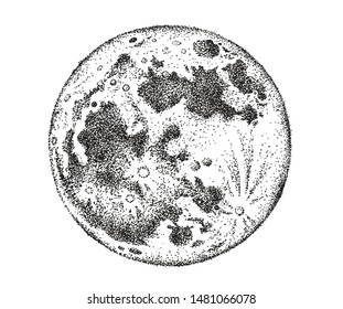 Moon Hand Drawn Vector Illustration.