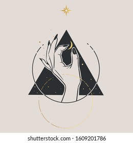 Moon in hand. Vector illustration