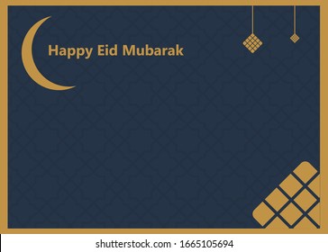 Moon und glücklich eid Mubarak dunkelblau & gold Illustration, ramadan kareem Cartoon Vektorillustration Wünschen für islamisches Festival für Banner, Poster, Hintergrund, Flyer, Illustration, Broschüre und Verkauf Hintergrund.