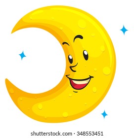 Moon With Happy Face Illustration