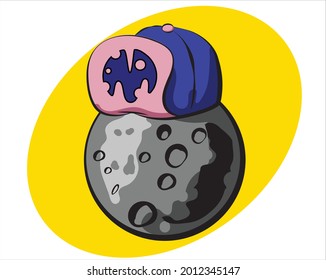 moon hat blue hat moon cartoon