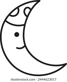 Luna con sombrero Doodle Ilustración vectorial