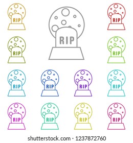 Moon and headstone icon in multi color. Simple glyph vector of halloween set for UI and UX, website or mobile application