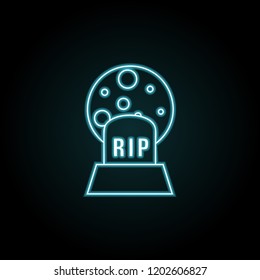 Moon and headstone icon in neon style. Simple outline vector of halloween set for UI and UX, website or mobile application