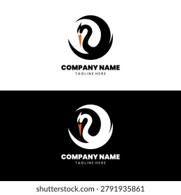 moon heron logo design vector