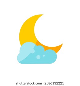  moon hidden behind a cloud- vector icon
