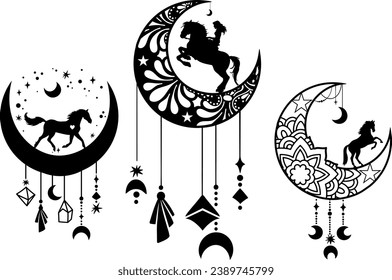 moon horse 3d bundle silhouette 