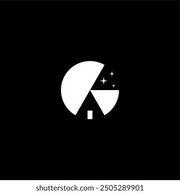moon house or moon home logo concept vector icon
