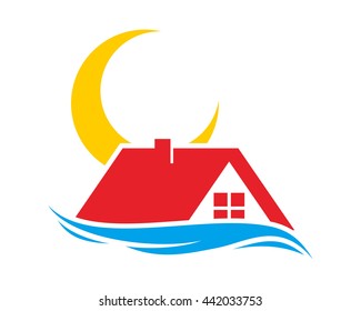 moon house housing home residence residential residency real estate image vector icon 