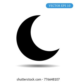 Moon icon black color. Vector illustration eps 10
