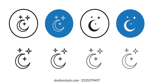 Moon icon Black line art vector logo set