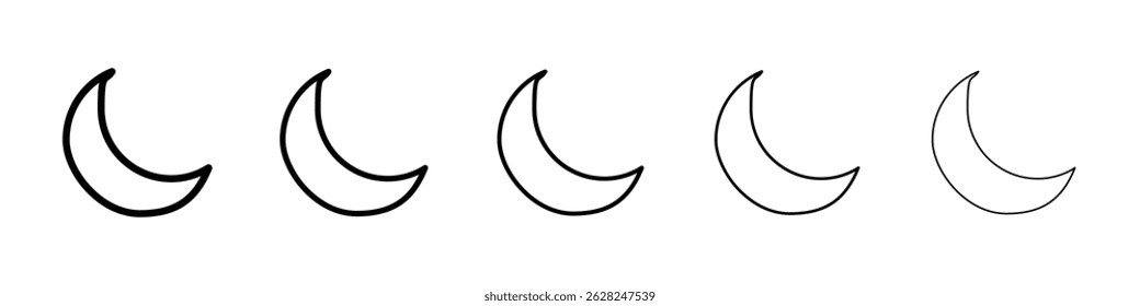 Moon icon in black. Vector illustration for graphic design