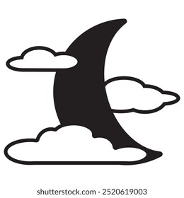 moon icon with black and white color
