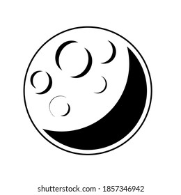 Moon Icon , Black and White Illustration
