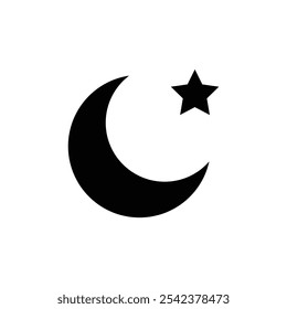 Moon icon Black and white outline vector