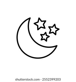 Moon icon black and white vector outline sign