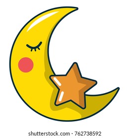Moon icon. Cartoon illustration of moon vector icon for web