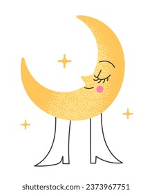 Moon icon characte face vector illustration