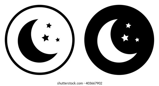 Moon icon in circle . Vector illustration