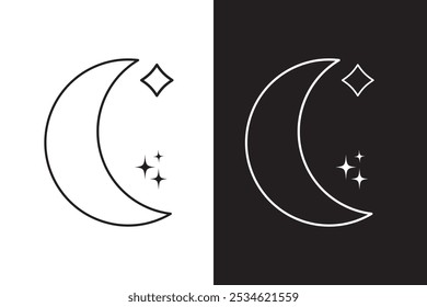 moon icon. clear night symbol in simple flat design. weather forecast sign for web site, button, mobile app, app, UI