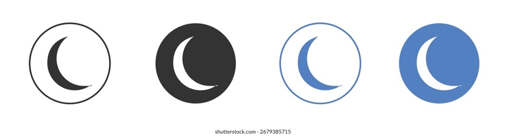 Colección de icono de luna para App en colores negro y azul